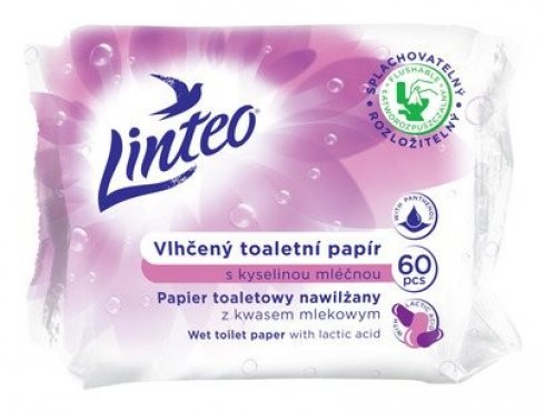 PAPIER TOALETOWY NAWILŻANY LINTEO Z KWASEM MLEKOWYM A60