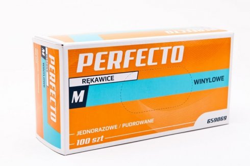 PERFECTO RĘKAWICE WINYLOWE ROZMIAR M, 100 SZT., KARTONIK (659069)