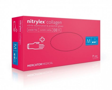 RĘKAWICE NITRULOWE NITRYLEX PF COLLAGEN RÓŻOWE